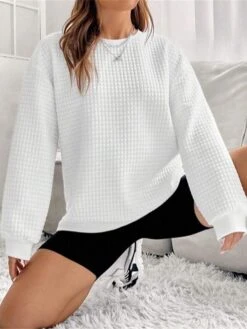 Women's Loungewear Top Pure Color Casual Comfort Soft Home Street Daily Polyester Breathable Crew Neck Long Sleeve Fall Winter Claret Black