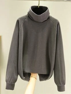 Women's Loungewear Thermal Shirt Pure Color Simple Casual Comfort Home Daily Bed Polyester Warm High Neck Long Sleeve Fall Winter Black Yellow -Ladies Pajamas Store dayljr1697183562462