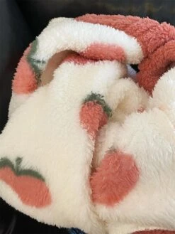 Women's Pajamas Sets Fruit Fashion Casual Comfort Home Daily Bed Flannel Warm V Wire Long Sleeve Cardigan Pant Button Pocket Fall Winter Pink Red -Ladies Pajamas Store dbbxsb1693295698701