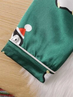 Women's Christmas Pajamas Sets Animal Penguin Simple Casual Comfort Home Bed Satin Breathable Lapel Long Sleeve Shirt Pant Button Pocket Fall Winter Green -Ladies Pajamas Store dbptqr1696751794299