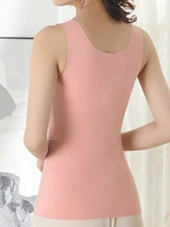 Women's Top Thermal Shirt Pure Color Warm Fashion Simple Home Street Daily Cotton Warm Breathable Straps Sleeveless Fall Winter Bean Paste Color Black -Ladies Pajamas Store dcpxnc1694072368274