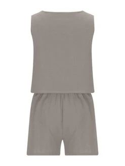 Women's Loungewear Sets Pure Color Simple Casual Comfort Street Daily Date Cotton And Linen Breathable Square Neck Sleeveless Shorts Pocket Summer Spring Black White -Ladies Pajamas Store depams1681730703302