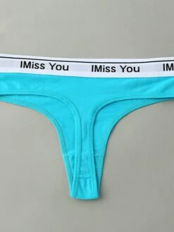 Women's Sexy Panties G-strings & Thongs Panties Seamless Panty 1pc / Pack Underwear Fashion Sexy Comfort Basic Letter Cotton Low Waist Sexy Lake Blue Black Yellow S M L -Ladies Pajamas Store dhyzyk1660292190199