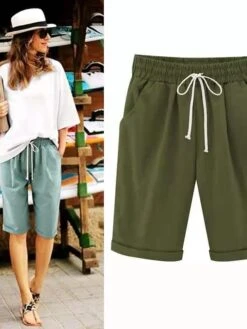 Women's Lounge Shorts Pure Color Elastic Waist With Drawstring Simple Casual Comfort Home Daily Vacation Polyester Breathable Pocket Five-point Pants -Ladies Pajamas Store dixvzy1684041605329