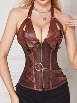 Women's Top Body Shaper Pure Color Fashion Corsets Hot Home Street Daily Polyester Breathable Straps Sleeveless Backless Summer Spring Black Brown