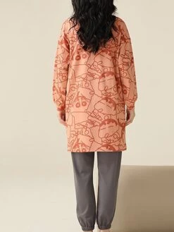 Women's Cotton Pajamas Sets Letter Panda Casual Comfort Home Bed Breathable Crew Neck Long Sleeve Pullover Pant Pocket Fall Winter White Yellow -Ladies Pajamas Store djzdgj1696923352755