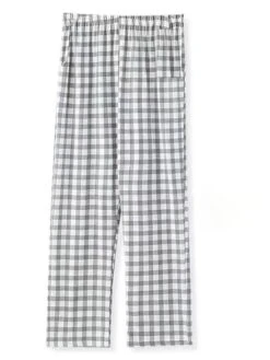 Women's Loungewear Pants Grid / Plaid Fashion Casual Soft Home Daily Bed Nylon Breathable Long Pant Pant Pocket Summer Fall Black Light Green -Ladies Pajamas Store dktren1689506614218