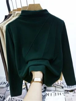 Women's Loungewear Top Pure Color Fashion Comfort Street Date Airport Polyester Warm High Neck Long Sleeve Fall Winter Black Yellow -Ladies Pajamas Store dnwkxk1691566005697