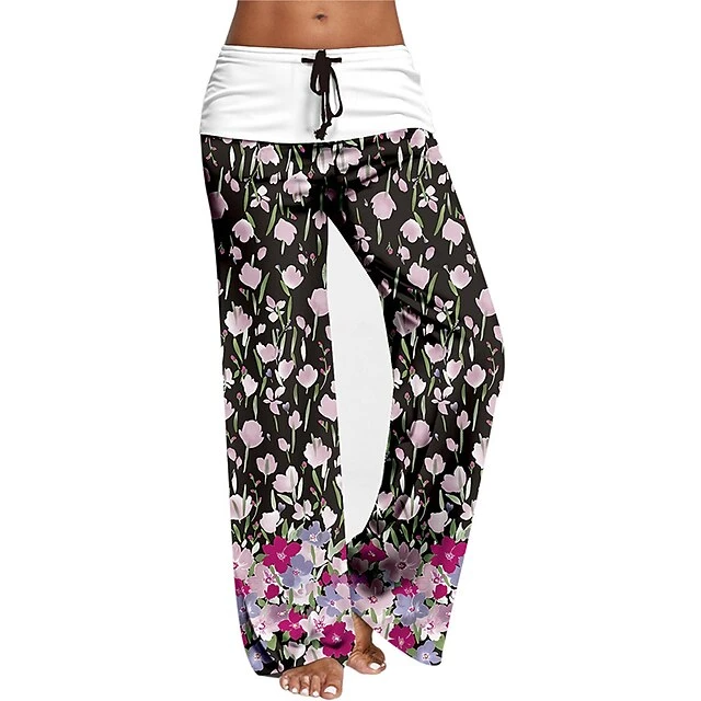 Women's Loungewear Bottom Nighty 1 PCS Butterfly Flower Fashion Comfort Sport Home Daily Polyester Gift Long Pant Pant Elastic Waist Print Spring Summer Light Pink White / Lace Up / Cute 7 Women's Loungewear Bottom Nighty 1 PCS Butterfly Flower Fashion Comfort Sport Home Daily Polyester Gift Long Pant Pant Elastic Waist Print Spring Summer Light Pink White / Lace Up / Cute - Image 5