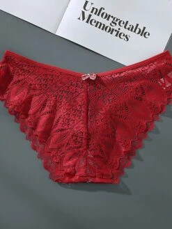 Women's Sexy Panties Brief Underwear 1pc / Pack Underwear Sexy Criss Cross Bow Hole Lace Nylon Mid Waist Sexy Black Khaki Red S M L -Ladies Pajamas Store dpsyzs1660292191399