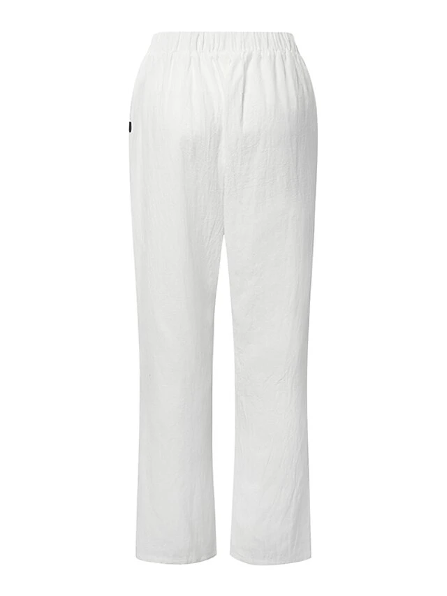 Women's Plus Size Loungewear Bottom Nighty Flower Simple Comfort Home Street Vacation Cotton And Linen Breathable Long Pant Elastic Waist Spring Summer White Black 8 Women's Plus Size Loungewear Bottom Nighty Flower Simple Comfort Home Street Vacation Cotton And Linen Breathable Long Pant Elastic Waist Spring Summer White Black - Image 6