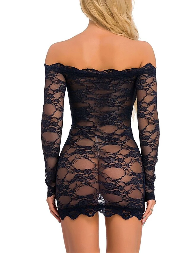 Women's Pajamas Nightgown Nightshirt Dress Pure Color Simple Casual Soft Home Bed Valentine's Day Polyester Breathable Off Shoulder Long Sleeve Summer Spring Black White 14 Women's Pajamas Nightgown Nightshirt Dress Pure Color Simple Casual Soft Home Bed Valentine's Day Polyester Breathable Off Shoulder Long Sleeve Summer Spring Black White - Image 12