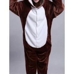 Women's Onesie Animal Pajama Cartoon Plush Casual Comfort Home Daily Bed Flannel Warm Hoodie Long Sleeve Fall Winter White Yellow -Ladies Pajamas Store dsikec1694164353813