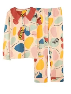 Women's Loungewear Sets Animal Heart Fashion Comfort Soft Home Daily Bed Cotton Breathable Lapel Long Sleeve Shirt Pant Button Pocket Fall Winter White Powder Lotus Pink -Ladies Pajamas Store dsjywq1693467394953