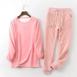 Women‘s Plus Size Pajamas Winter Sets Winter Thermal Underwear Nighty 2 Pieces Pure Color Simple Comfort Soft Home Daily Bed Cotton Warm Crew Neck Long Sleeve T Shirt Tee Pant Fall Blue Pink / Pjs