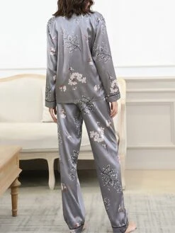 Women's Pajamas Sets Flower Fashion Comfort Soft Home Daily Bed Satin Breathable Lapel Long Sleeve Shirt Pant Button Pocket Fall Winter Black Gray 19 Women's Pajamas Sets Flower Fashion Comfort Soft Home Daily Bed Satin Breathable Lapel Long Sleeve Shirt Pant Button Pocket Fall Winter Black Gray -Ladies Pajamas Store dtgqht1693467377159