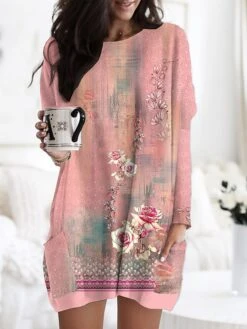 Women's Nightgown Flower Fashion Comfort Home Daily Polyester Crew Neck Long Sleeve Pocket Fall Winter Light Pink Blue 7 Women's Nightgown Flower Fashion Comfort Home Daily Polyester Crew Neck Long Sleeve Pocket Fall Winter Light Pink Blue -Ladies Pajamas Store dxfvky1693899653891