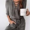Women's Pajamas Nightgown Nightshirt Dress Pure Color Simple Casual Soft Home Daily Bed Polyester Breathable Hoodie Half Sleeve Fall Winter Dark Gray 2 Women's Pajamas Nightgown Nightshirt Dress Pure Color Simple Casual Soft Home Daily Bed Polyester Breathable Hoodie Half Sleeve Fall Winter Dark Gray -Ladies Pajamas Store dxouem1692927368102