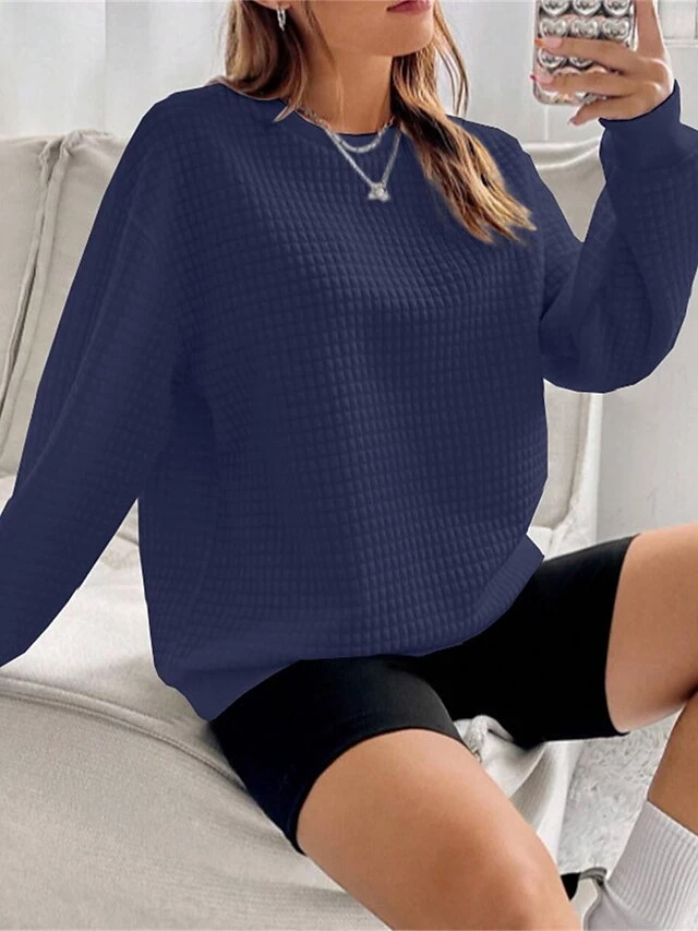 Women's Loungewear Top Pure Color Casual Comfort Soft Home Street Daily Polyester Breathable Crew Neck Long Sleeve Fall Winter Claret Black 8 Women's Loungewear Top Pure Color Casual Comfort Soft Home Street Daily Polyester Breathable Crew Neck Long Sleeve Fall Winter Claret Black - Image 6