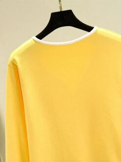 Women's Pajamas Sets Patchwork Warm Fashion Plush Home Daily Bed Cotton Warm Breathable V Wire Long Sleeve Shirt Pant Button Fall Winter Korean Fans Yellow -Ladies Pajamas Store dyoutr1695281899464