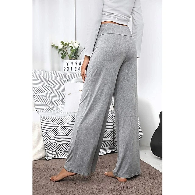 Women's Loungewear Pants Nighty 1 PCS Pure Color Fashion Simple Comfort Home Daily Vacation Cotton Breathable Long Pant Elastic Waist Basic Summer Spring Black Wine 4 Women's Loungewear Pants Nighty 1 PCS Pure Color Fashion Simple Comfort Home Daily Vacation Cotton Breathable Long Pant Elastic Waist Basic Summer Spring Black Wine - Image 2