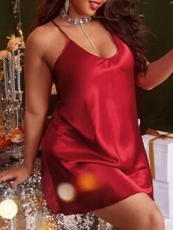 Women's Plus Size Pajamas Nightgown Nightshirt Dress Pure Color Casual Comfort Sweet Home Daily Bed Polyester Breathable Straps Sleeveless Dress Backless Spring Summer Black Pink -Ladies Pajamas Store eawlpb1676446185571