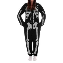 Women's Pajamas Jumpsuit Skeleton Retro Gothic Punk & Gothic Halloween Carnival Polyester Breathable Hoodie Long Sleeve Fall Winter Black -Ladies Pajamas Store ecaijc1692257116829