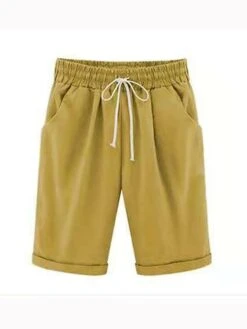 Women's Lounge Shorts Pure Color Elastic Waist With Drawstring Simple Casual Comfort Home Daily Vacation Polyester Breathable Pocket Five-point Pants -Ladies Pajamas Store ecdaly1684043527069