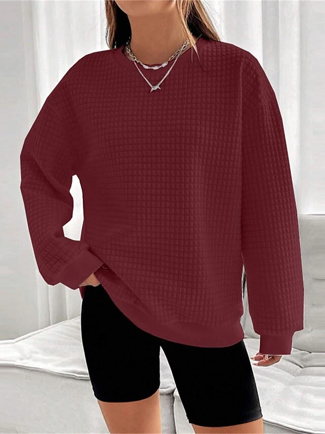 Women's Loungewear Top Pure Color Casual Comfort Soft Home Street Daily Polyester Breathable Crew Neck Long Sleeve Fall Winter Claret Black 14 Women's Loungewear Top Pure Color Casual Comfort Soft Home Street Daily Polyester Breathable Crew Neck Long Sleeve Fall Winter Claret Black - Image 12