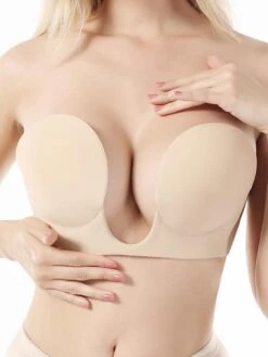 Strapless Silicone Deep U Bra Self-adhesive Gel Sticky Invisible Bra Bra Backless Dress Nude Bra -Ladies Pajamas Store edoyad1656490626777