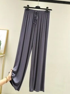 Women's Loungewear Pants Pure Color Casual Comfort Soft Home Daily Vacation Modal Breathable Long Pant Pant Elastic Waist Summer Fall Light Pink Black -Ladies Pajamas Store efxoby1690277178059