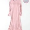 Women's Modal Sleep Dress With Chest Pads Pajamas Nightgown Solid Simple Casual Comfort Home Daily Bed Modal Breathable Crew Neck Long Sleeve Chest Pads Fall Winter Light Pink Black -Ladies Pajamas Store egiyxu1697795995076