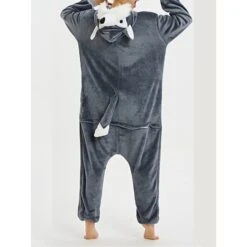 Women's Onesie Cartoon Pajama Plush Casual Oversized Home Daily Bed Flannel Warm Breathable Hoodie Long Sleeve Fall Winter Black Yellow -Ladies Pajamas Store egkgke1694164358061