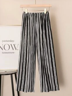 Women's Plus Size Pants Stripe Flower Casual Comfort Home Daily Cotton Blend Comfort Long Pant Pant Spring Fall 1# 2# -Ladies Pajamas Store egzbyi1690443706651