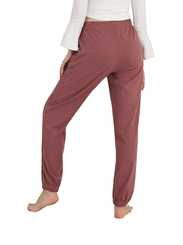 Women's Plus Size Loungewear Pants Pure Color Warm Fashion Casual Home Street Daily Cotton Warm Breathable Pant Pocket Elastic Waist Fall Winter Smoke Gray Pomegranate Red 6 Women's Plus Size Loungewear Pants Pure Color Warm Fashion Casual Home Street Daily Cotton Warm Breathable Pant Pocket Elastic Waist Fall Winter Smoke Gray Pomegranate Red - Image 4