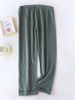 Women's Pajamas Pants Pure Color Simple Casual Comfort Home Daily Bed Cotton Breathable Pant Elastic Waist Fall Winter Pine Green - Loose Feet Honey Pink - Loose Feet -Ladies Pajamas Store ehptmz1695798632665