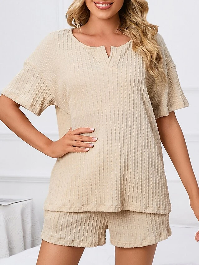 Women's Plus Size Loungewear Sets Pure Color Casual Comfort Soft Home Street Daily Polyester V Wire Short Sleeve T Shirt Tee Shorts Pocket Summer Spring Black Pink 9 Women's Plus Size Loungewear Sets Pure Color Casual Comfort Soft Home Street Daily Polyester V Wire Short Sleeve T Shirt Tee Shorts Pocket Summer Spring Black Pink - Image 7