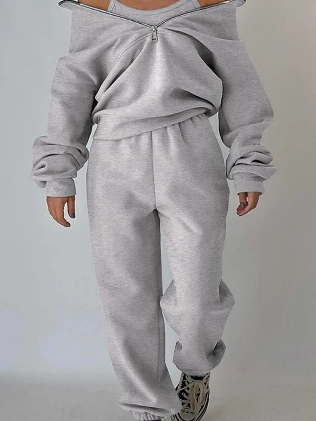 Women's Loungewear Sets Pure Color Warm Fashion Casual Street Daily Date Polyester Warm Breathable Stand Collar Long Sleeve Hoodie Pant Pocket Fall Winter Dark Brown Grass Green 7 Women's Loungewear Sets Pure Color Warm Fashion Casual Street Daily Date Polyester Warm Breathable Stand Collar Long Sleeve Hoodie Pant Pocket Fall Winter Dark Brown Grass Green - Image 5