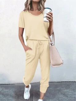 Women's Loungewear Sets Pure Color Fashion Casual Comfort Street Daily Date Polyester Breathable Crew Neck Short Sleeve T Shirt Tee Pant Pocket Elastic Waist Summer Fall Black Pink 13 Women's Loungewear Sets Pure Color Fashion Casual Comfort Street Daily Date Polyester Breathable Crew Neck Short Sleeve T Shirt Tee Pant Pocket Elastic Waist Summer Fall Black Pink -Ladies Pajamas Store elnllr1689506590260