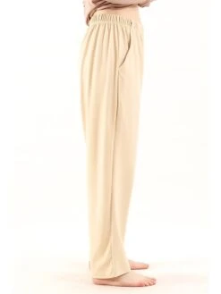 Women's Plus Size Cotton Lounge Pants Pure Color Fashion Casual Comfort Home Street Daily Cotton Warm Gift Pant Pocket Elastic Waist Fall Winter Elegant Black Ivory White -Ladies Pajamas Store eozicv1693986220685