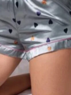 Women's Loungewear Sets Heart Stripe Casual Comfort Soft Home Daily Bed Polyester Breathable Lapel Short Sleeve Shirt Shorts Pocket Elastic Waist Summer Spring Blue And White White -Ladies Pajamas Store epixip1680576879633