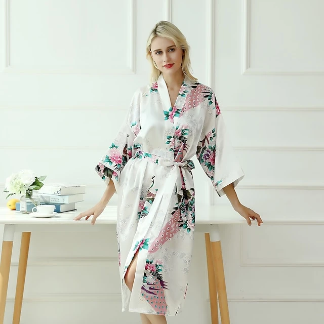 Women's Robes Gown Bathrobes Pure Color Simple Comfort Home Party Wedding Party Spandex Gift Long Sleeve Belt Included Spring Summer Navy Blue 12 Women's Robes Gown Bathrobes Pure Color Simple Comfort Home Party Wedding Party Spandex Gift Long Sleeve Belt Included Spring Summer Navy Blue - Image 10