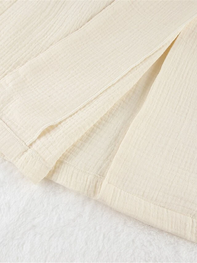 Women's Pajamas Bathrobe Robes Gown Pure Color Simple Casual Comfort Wedding Party Cotton Breathable V Wire Long Sleeve Fall Winter Beige 9 Women's Pajamas Bathrobe Robes Gown Pure Color Simple Casual Comfort Wedding Party Cotton Breathable V Wire Long Sleeve Fall Winter Beige - Image 7