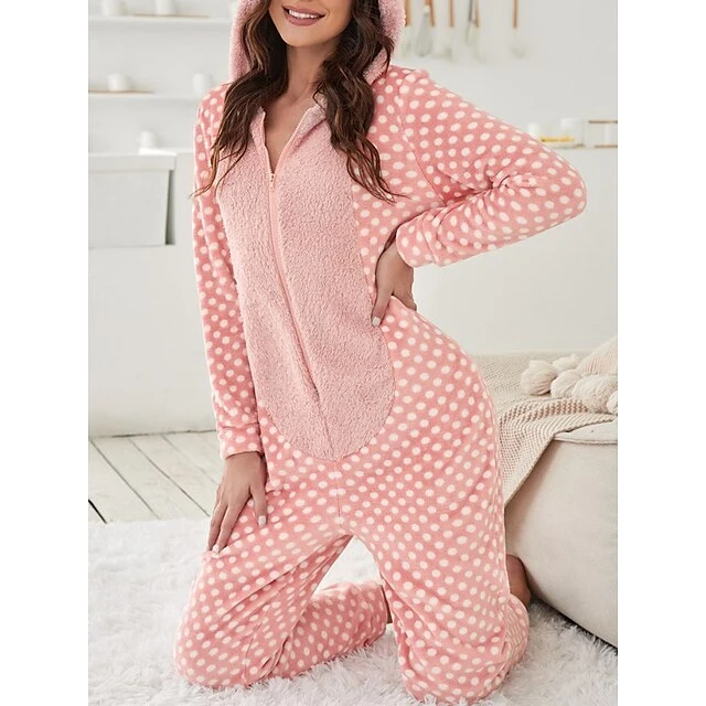 Women's Onesie Pajama Elk Warm Casual Christmas Daily Flannel Hoodie Long Sleeve Fall Winter Pink 3 Women's Onesie Pajama Elk Warm Casual Christmas Daily Flannel Hoodie Long Sleeve Fall Winter Pink