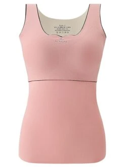 Women's Top Thermal Shirt Pure Color Warm Fashion Simple Home Street Daily Cotton Warm Breathable Straps Sleeveless Fall Winter Bean Paste Color Black -Ladies Pajamas Store erzajr1694072377428