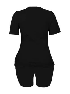 Women's Loungewear Sets Pure Color Fashion Casual Comfort Street Daily Date Polyester Breathable Crew Neck Short Sleeve Shorts Elastic Waist Summer Spring Black White 25 Women's Loungewear Sets Pure Color Fashion Casual Comfort Street Daily Date Polyester Breathable Crew Neck Short Sleeve Shorts Elastic Waist Summer Spring Black White -Ladies Pajamas Store ewseth1688541578872