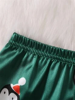 Women's Christmas Pajamas Sets Animal Penguin Simple Casual Comfort Home Bed Satin Breathable Lapel Long Sleeve Shirt Pant Button Pocket Fall Winter Green -Ladies Pajamas Store ewxerq1696751797037