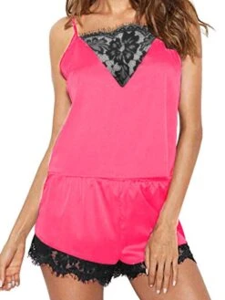 Women's Pajamas Sets Pure Color Fashion Casual Soft Home Daily Bed Satin Breathable Straps Sleeveless Strap Top Shorts Fall Winter Black White -Ladies Pajamas Store exeicy1697793497318