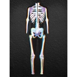 Women's Onesie Skeleton Retro Punk & Gothic Halloween Polyester Breathable Stand Collar Long Pant Fall Winter Black White -Ladies Pajamas Store exsnvs1695712982170