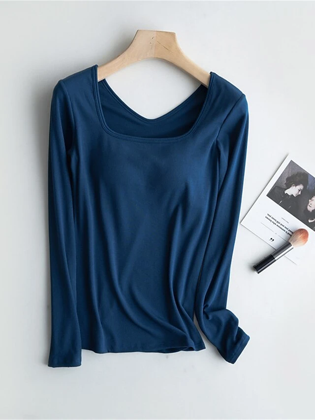 Women's Square Neck Pajama Top With Chest Pads Loungewear Top Pure Color Fashion Casual Comfort Home Street Daily Polyester Breathable Square Neck Long Sleeve Fall Winter Black White Yellow 11 Women's Square Neck Pajama Top With Chest Pads Loungewear Top Pure Color Fashion Casual Comfort Home Street Daily Polyester Breathable Square Neck Long Sleeve Fall Winter Black White Yellow - Image 9